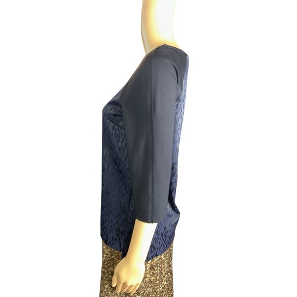 Elie Tahari Leopard Jacquard Seamed Top Small Money Goth Sophisticated - Picture 3 of 11